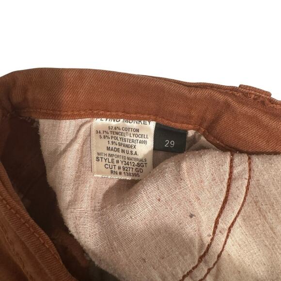 Flying Monkey Women's Orange Rust Low Rise Stretch Jeans Size 29 - Picture 8 of 10